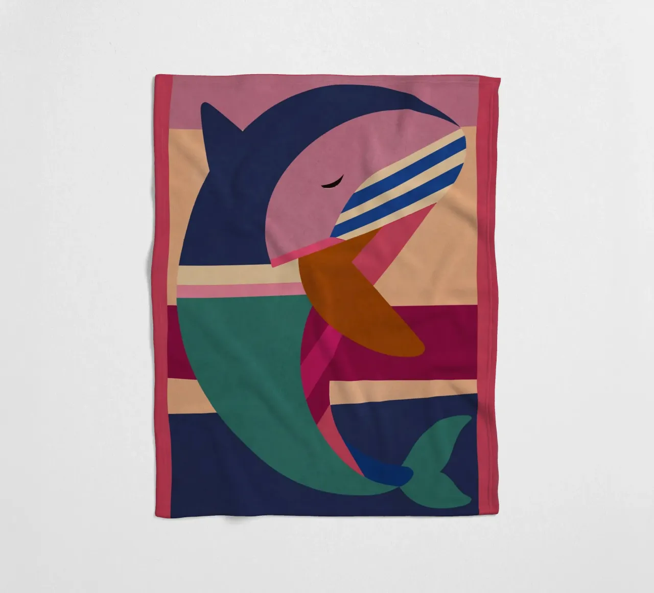 Geometrischer Delphin Fleecedecke von Gaite