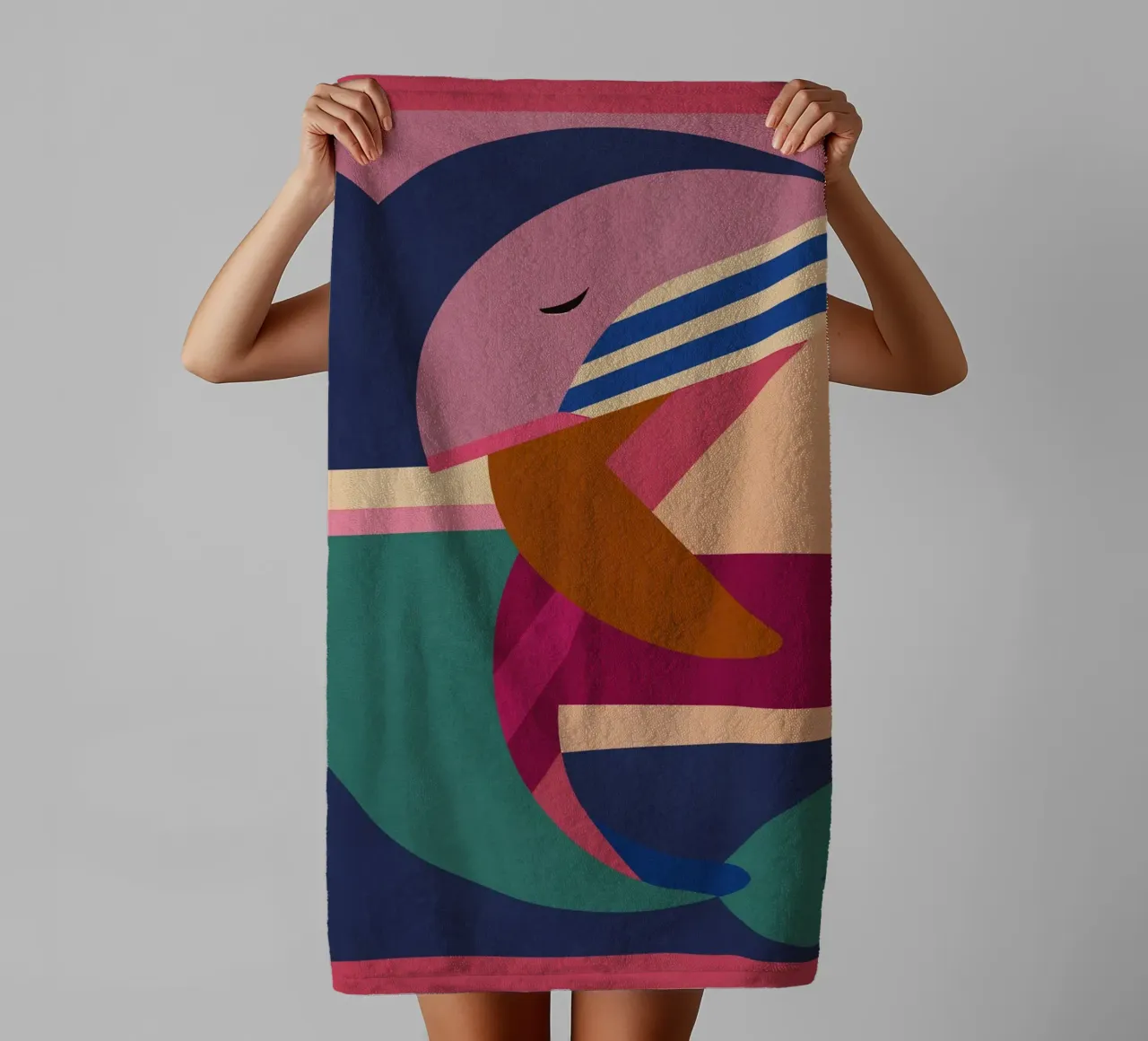 Geometrischer Delphin Handtuch von Gaite