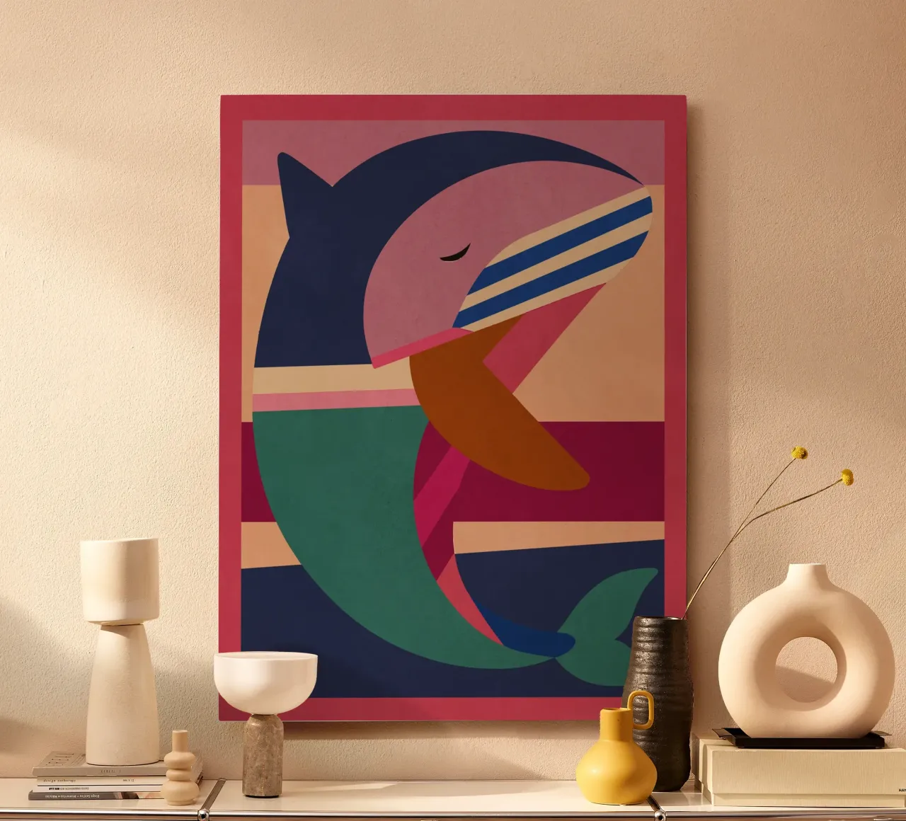 Geometrischer Delphin Alu-Dibond von Gaite