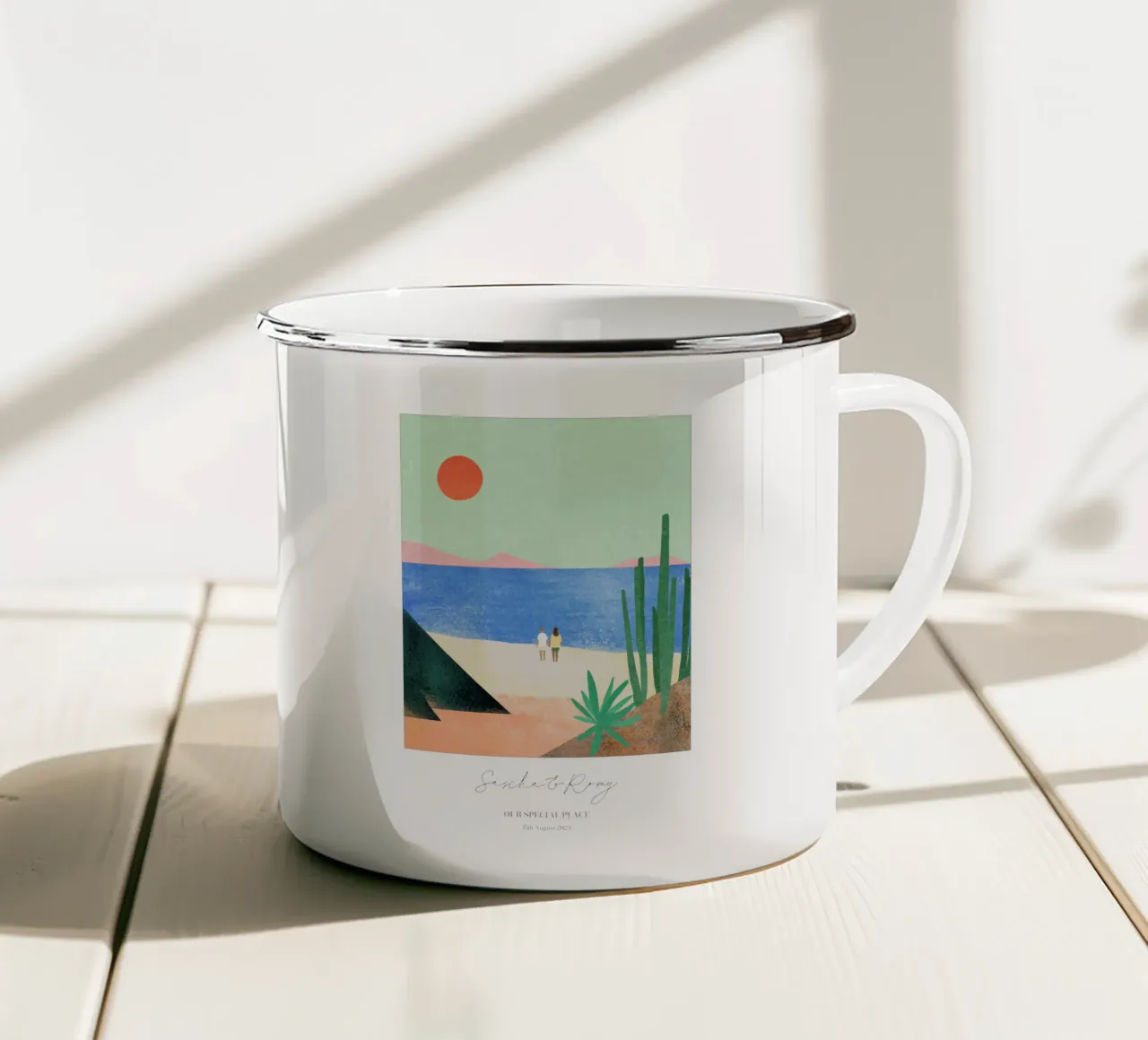Aggiungi persone personalizzate - Stampa di coppia personalizzata tazza in smalto da Henry Rivers