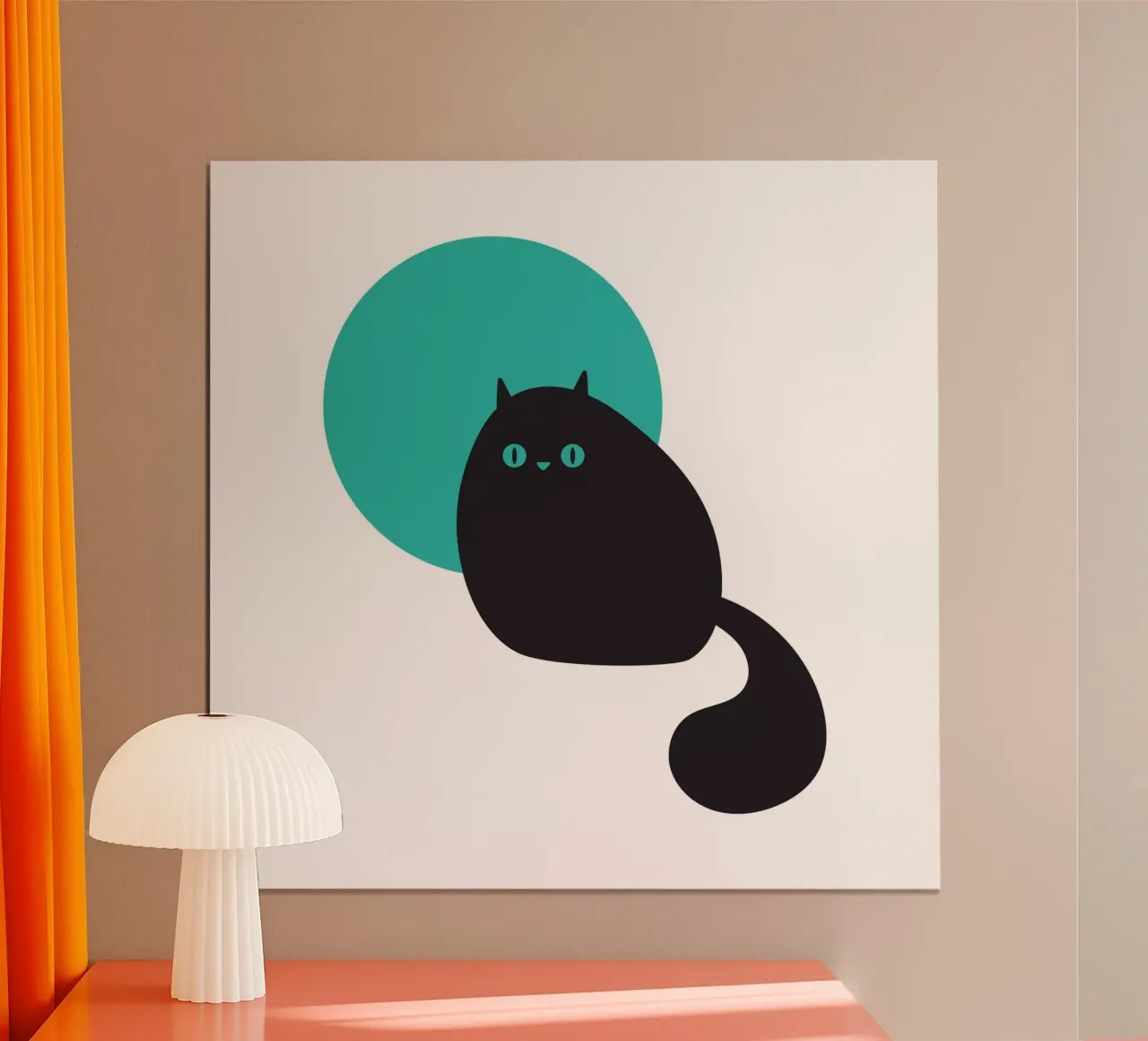 Gatto nero con luna poster con telaio in plastica da Kim Hubball Studio