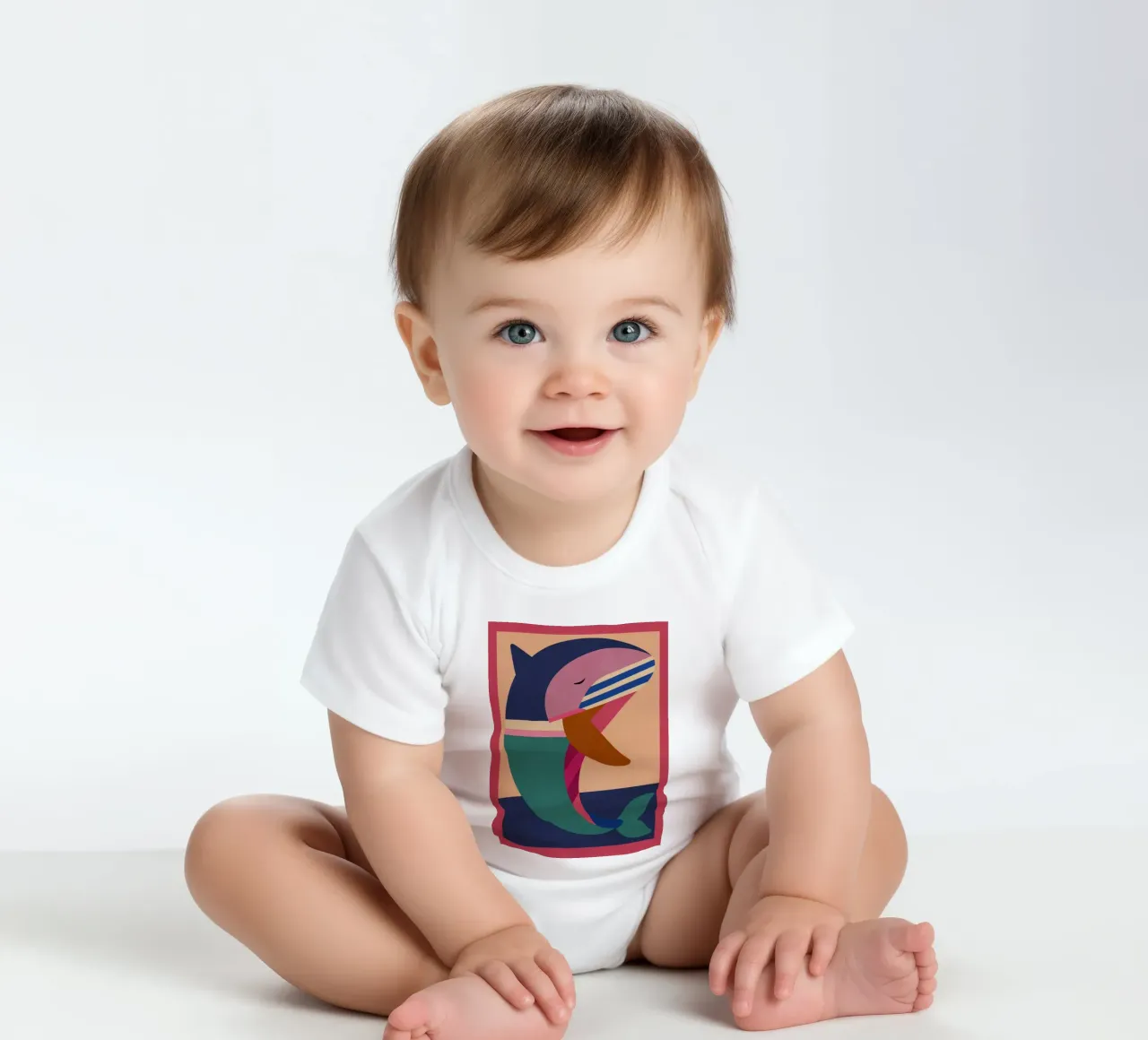 Geometrischer Delphin 2 Kurzarm Babybody von Gaite