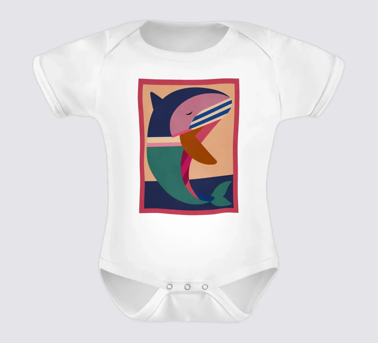 Geometrischer Delphin 2 Kurzarm Babybody von Gaite