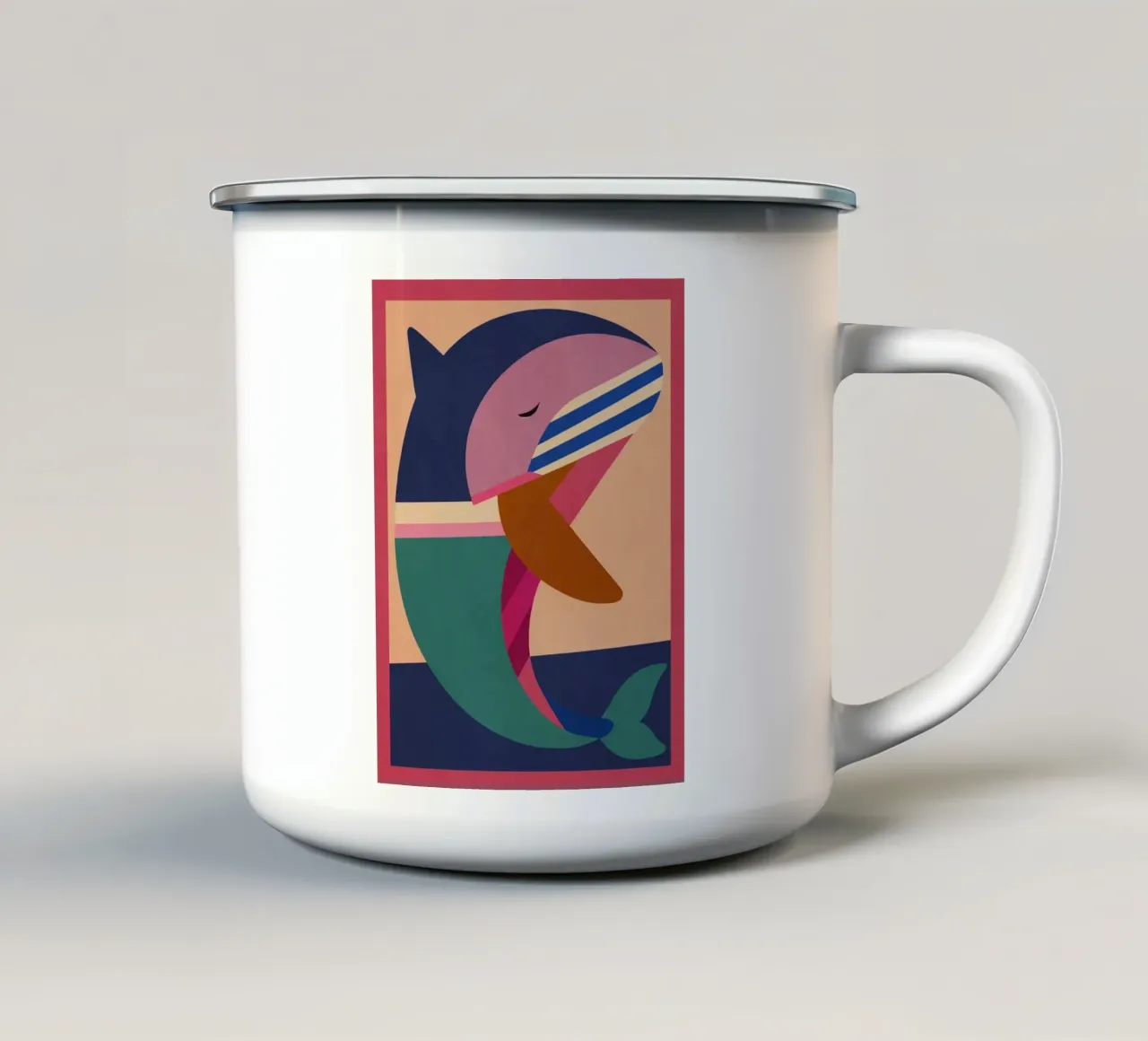Geometrischer Delphin 2 Emaille Tasse von Gaite