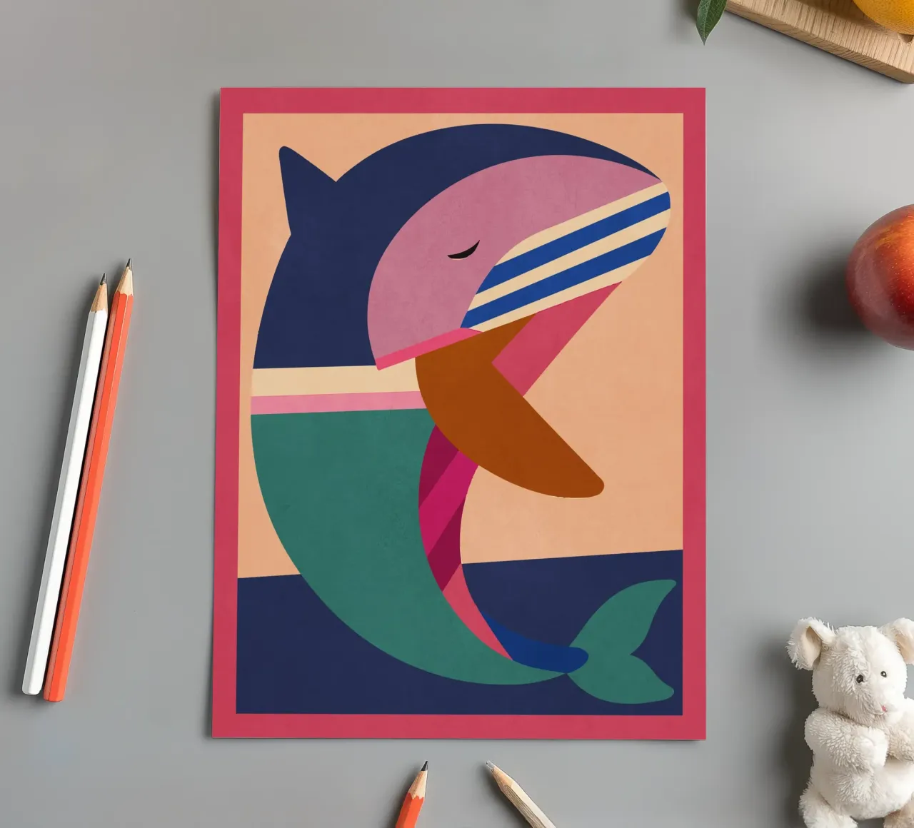 Geometrischer Delphin 2 Stickerbogen von Gaite