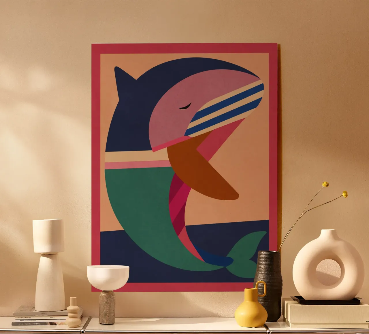 Geometrischer Delphin 2 Acryl-Glas von Gaite