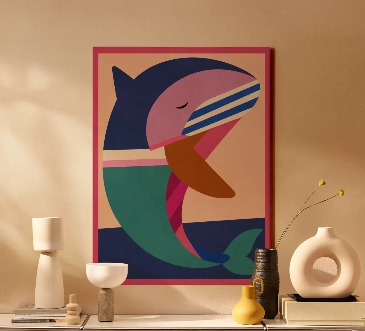 Geometrischer Delphin 2 Leinwand von Gaite