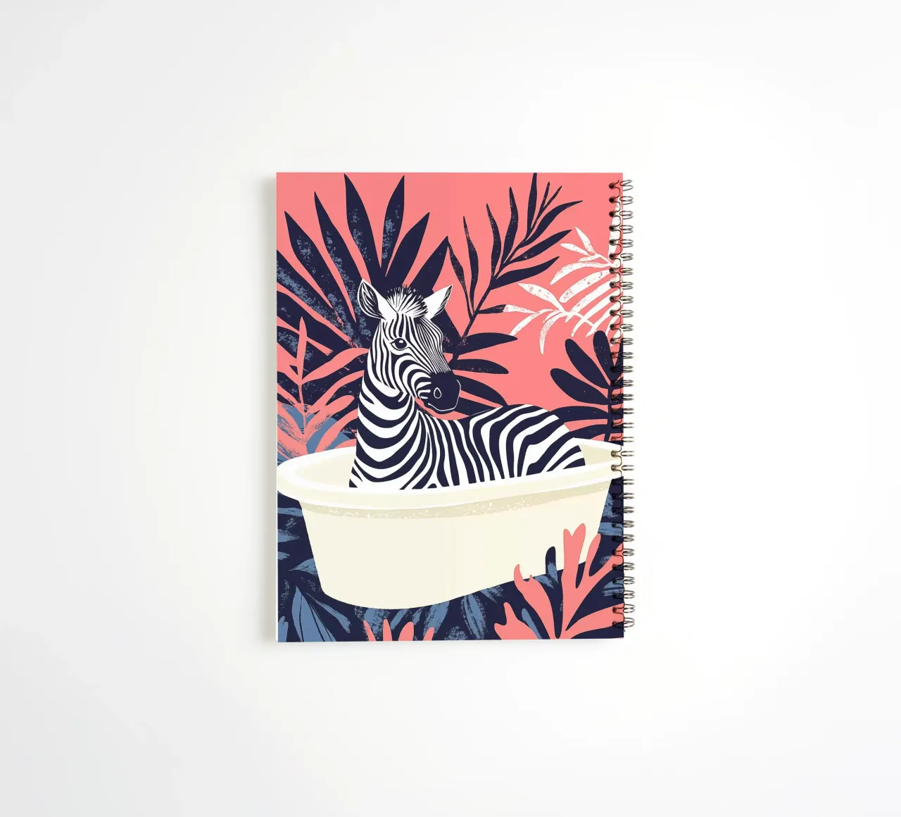 Pink boho zebra in the bathtub spiral notebook by Autofocus