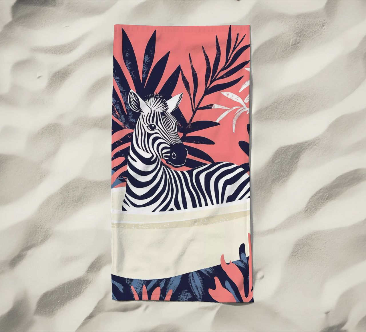 Zebra rosa boho nella vasca da bagno telo mare da Autofocus
