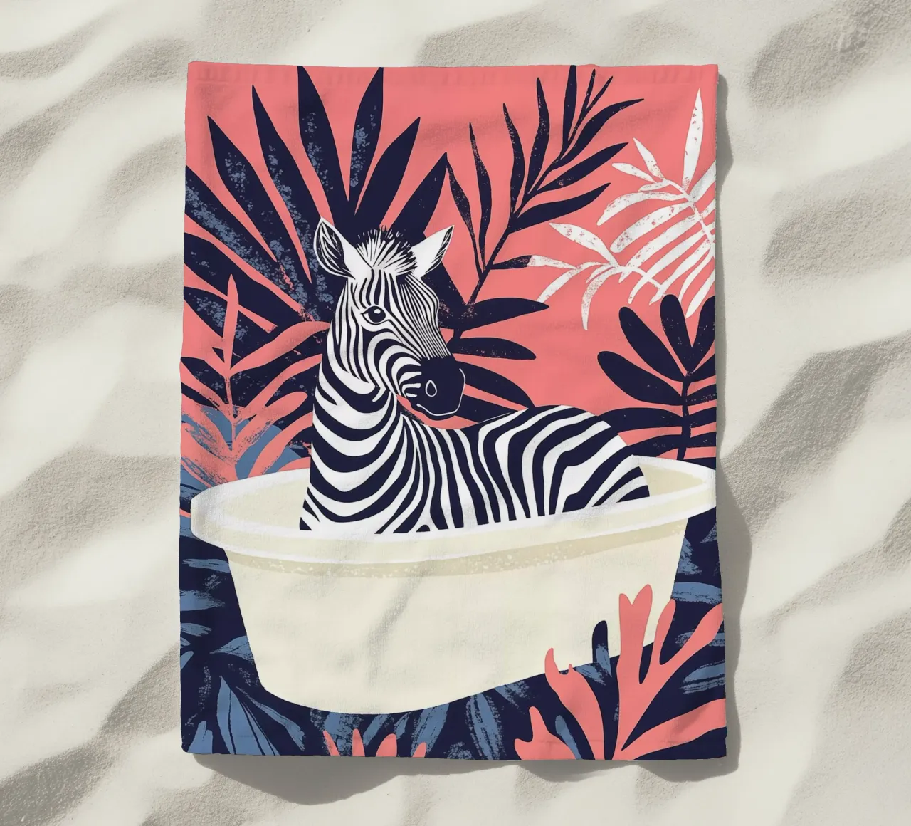 Zebra rosa boho nella vasca da bagno telo mare da Autofocus