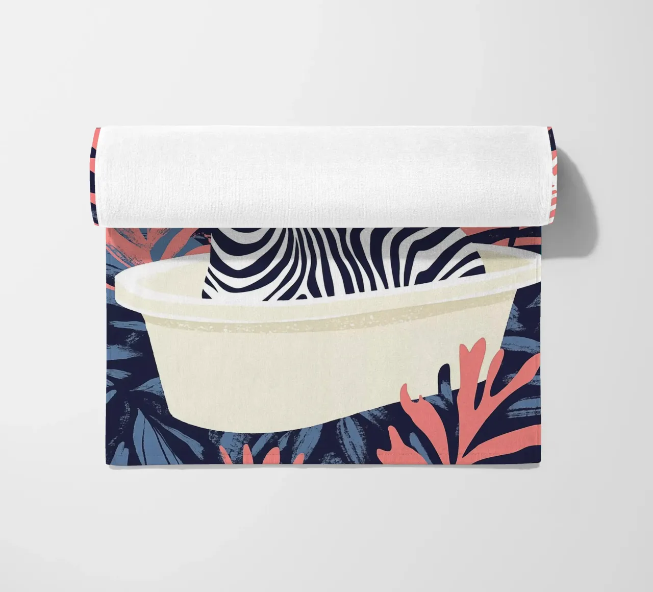 Zebra rosa boho nella vasca da bagno telo mare da Autofocus