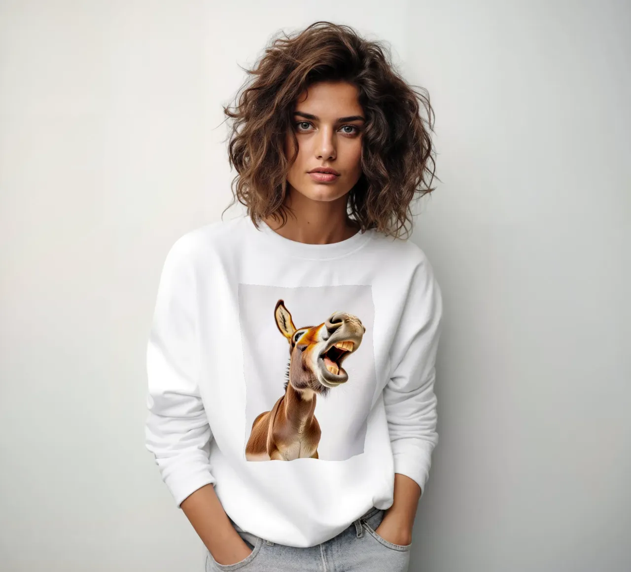 lachender Esel Sweatshirt von Juergen Wiesler