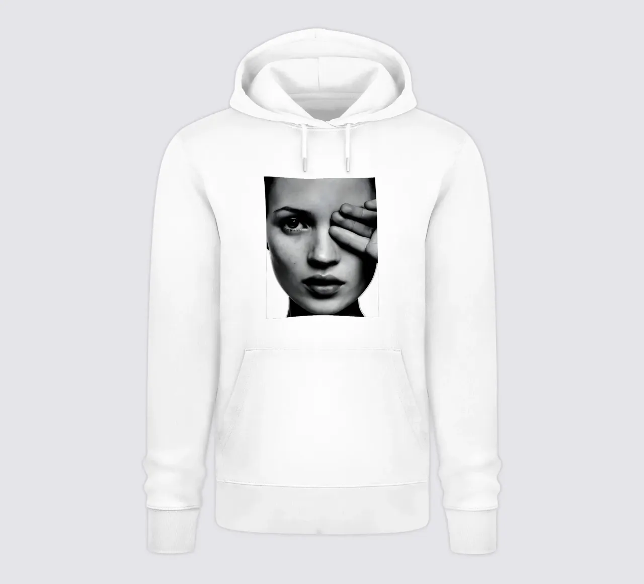 Kate Moss con un occhio solo felpa con cappuccio da vintage singer