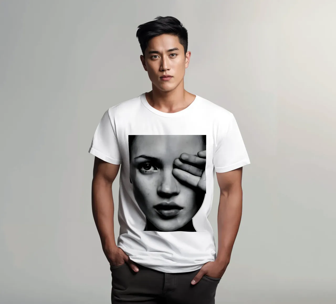 Kate Moss con un occhio solo t-shirt da vintage singer