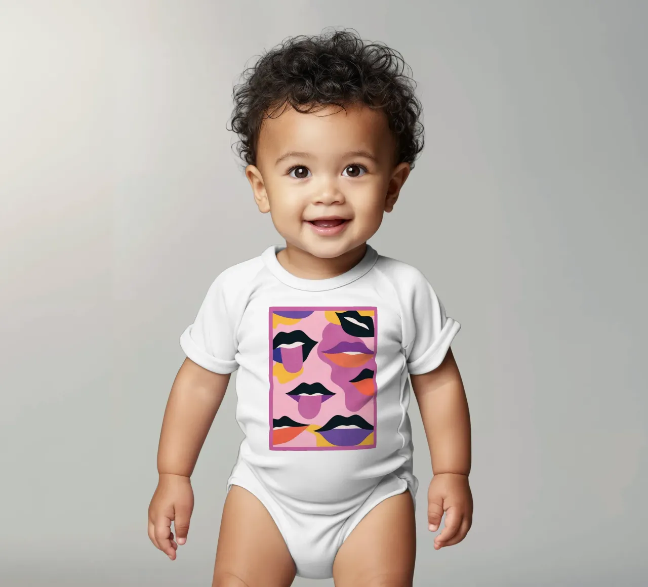 Labbra pop art body neonato maniche corte da Gaite