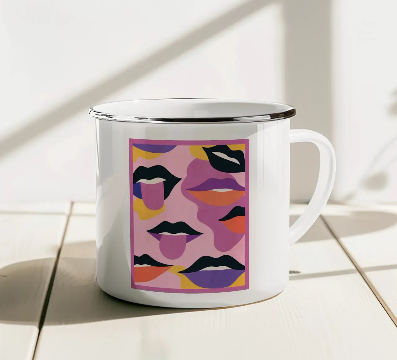 Labbra pop art tazza in smalto da Gaite