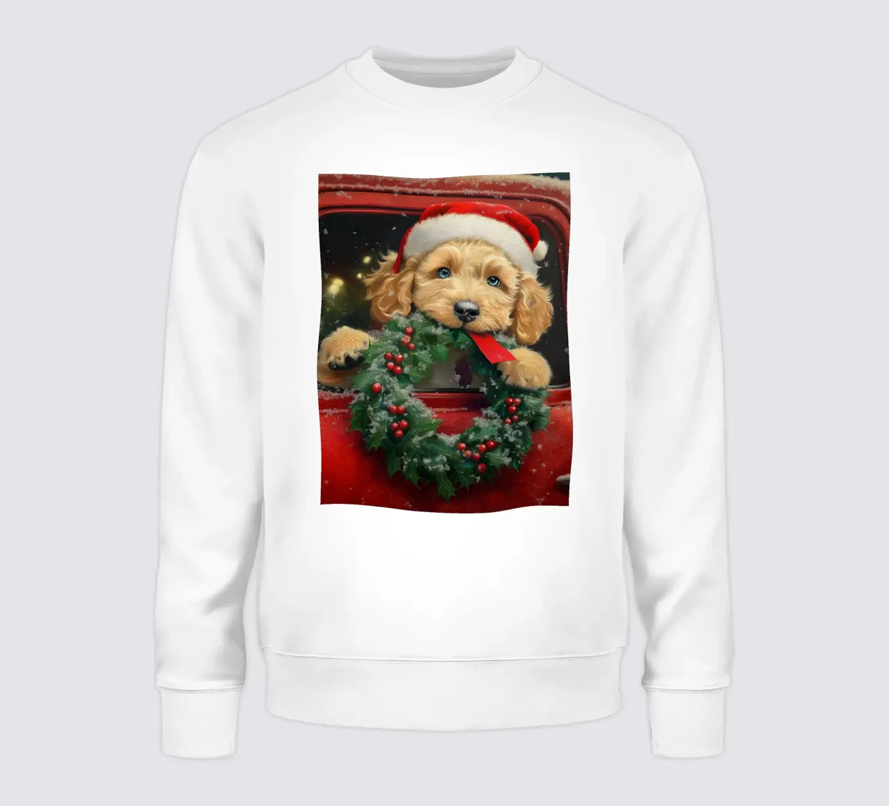 Stampa d'arte di un cucciolo di Natale in un camion felpa da Cozy Vibes