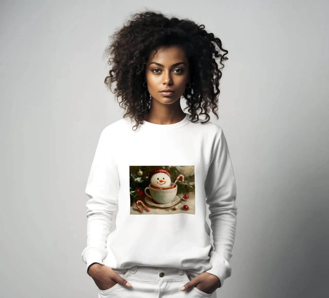Muñeco de nieve Hot Cocoa Art Print sudadera de Cozy Vibes