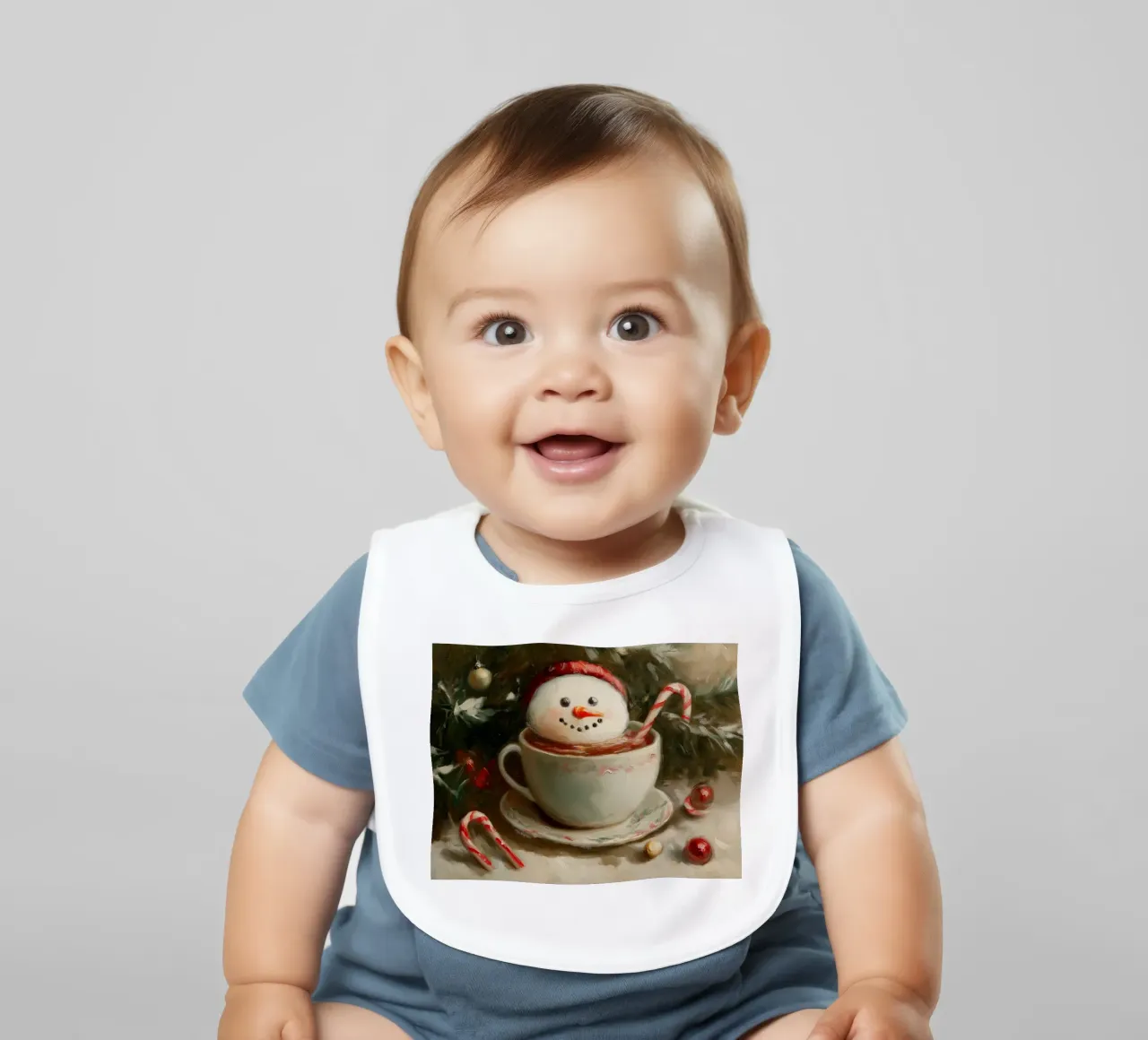 Schneemann Hot Cocoa Kunstdruck Babylätzchen von Cozy Vibes