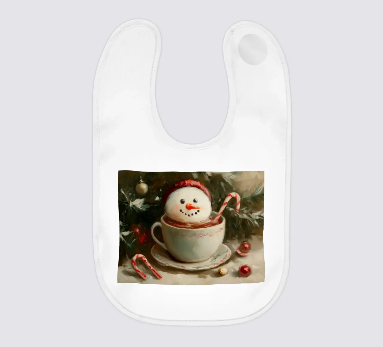 Schneemann Hot Cocoa Kunstdruck Babylätzchen von Cozy Vibes