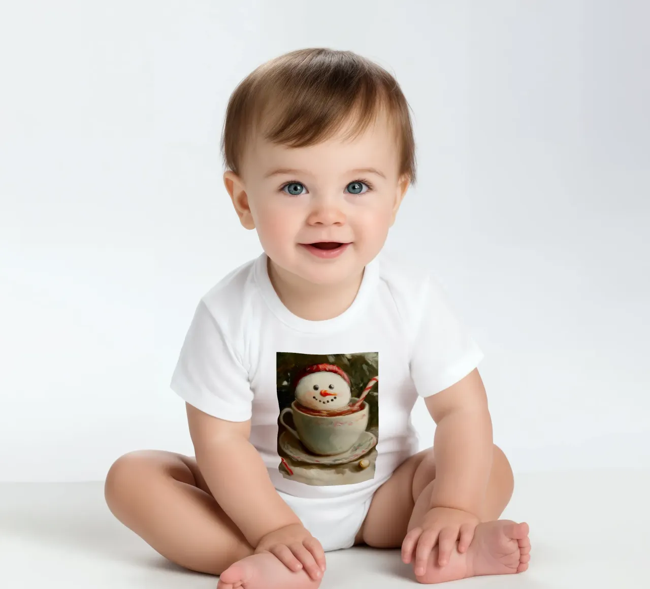 Snowman Hot Cocoa Kunstdruk babyrompertje korte mouwen van Cozy Vibes