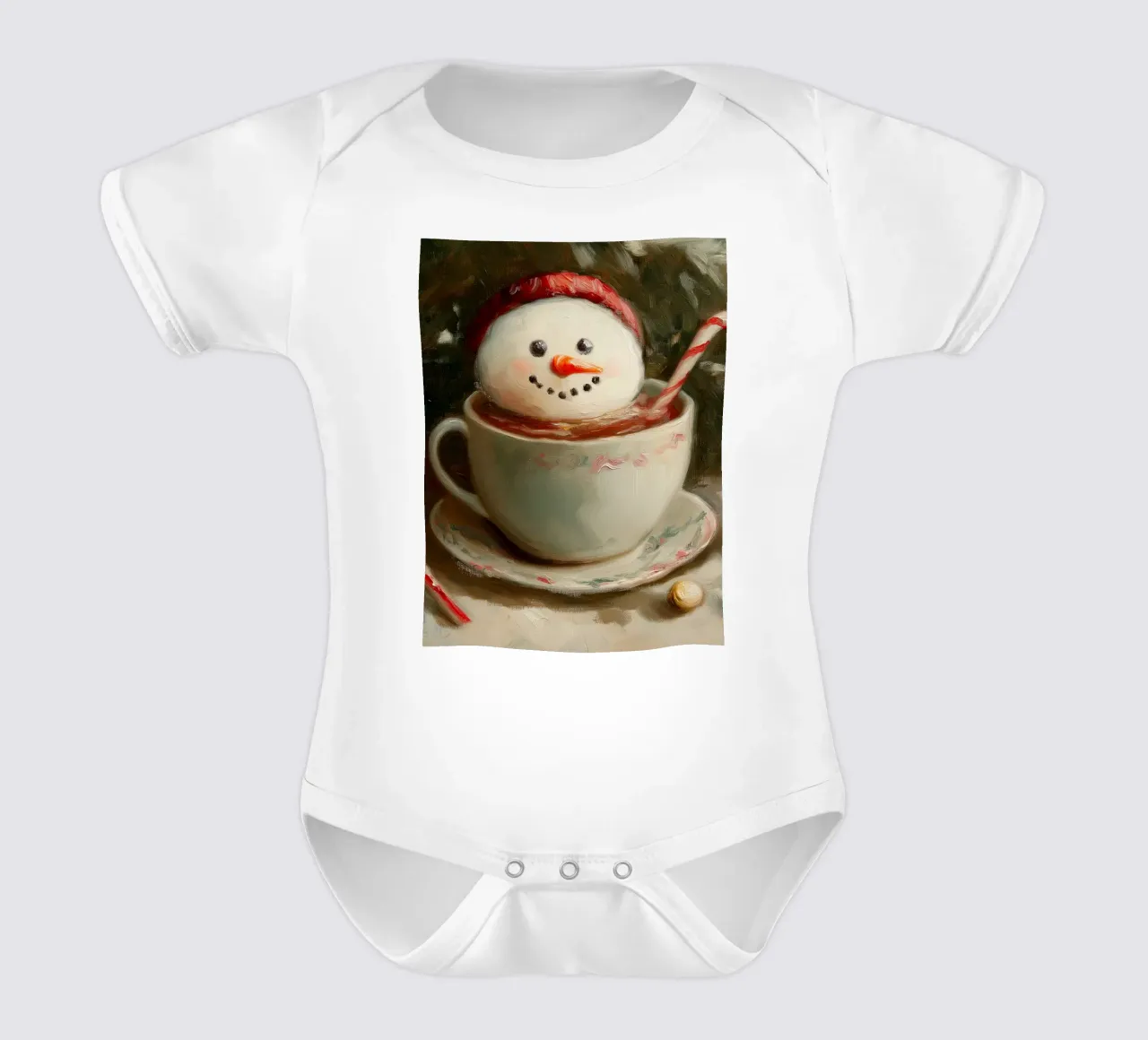 Snowman Hot Cocoa Kunstdruk babyrompertje korte mouwen van Cozy Vibes