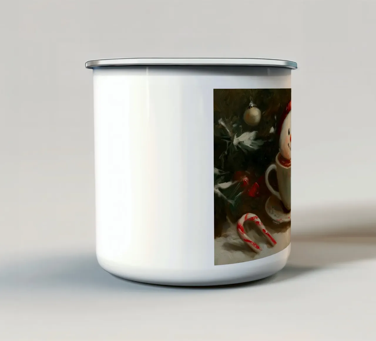 Schneemann Hot Cocoa Kunstdruck Emaille Tasse von Cozy Vibes
