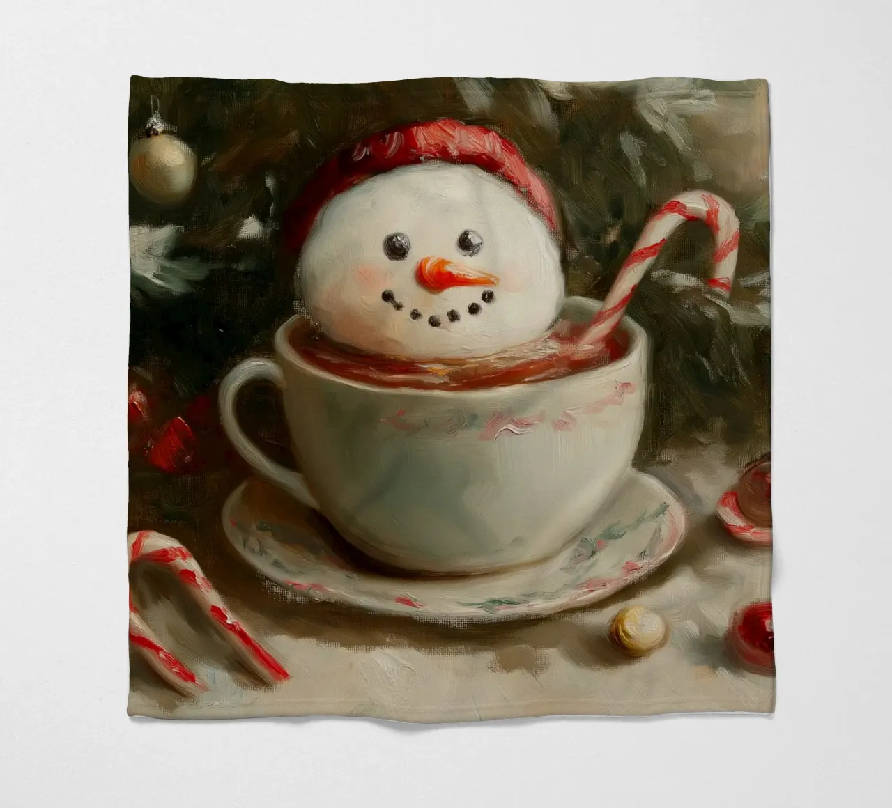 Schneemann Hot Cocoa Kunstdruck Fleecedecke von Cozy Vibes