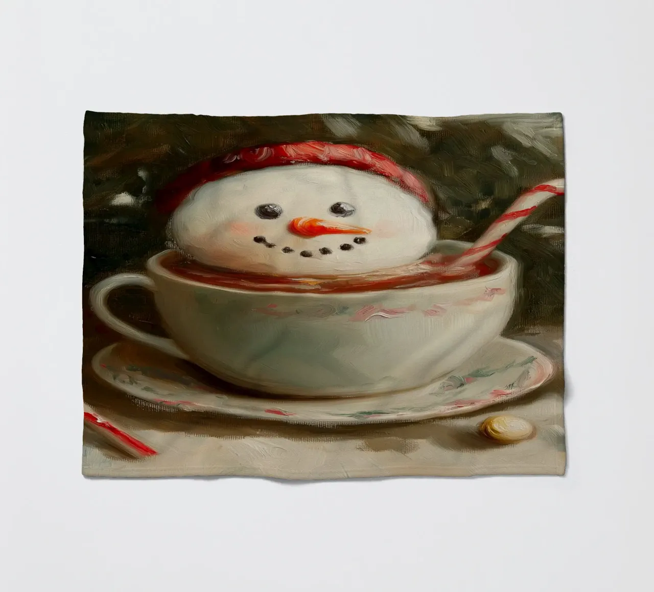 Schneemann Hot Cocoa Kunstdruck Fleecedecke von Cozy Vibes