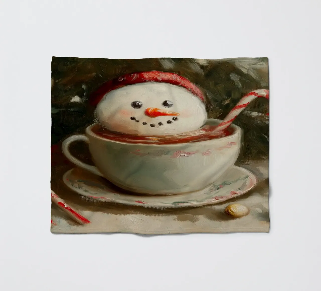 Schneemann Hot Cocoa Kunstdruck Fleecedecke von Cozy Vibes