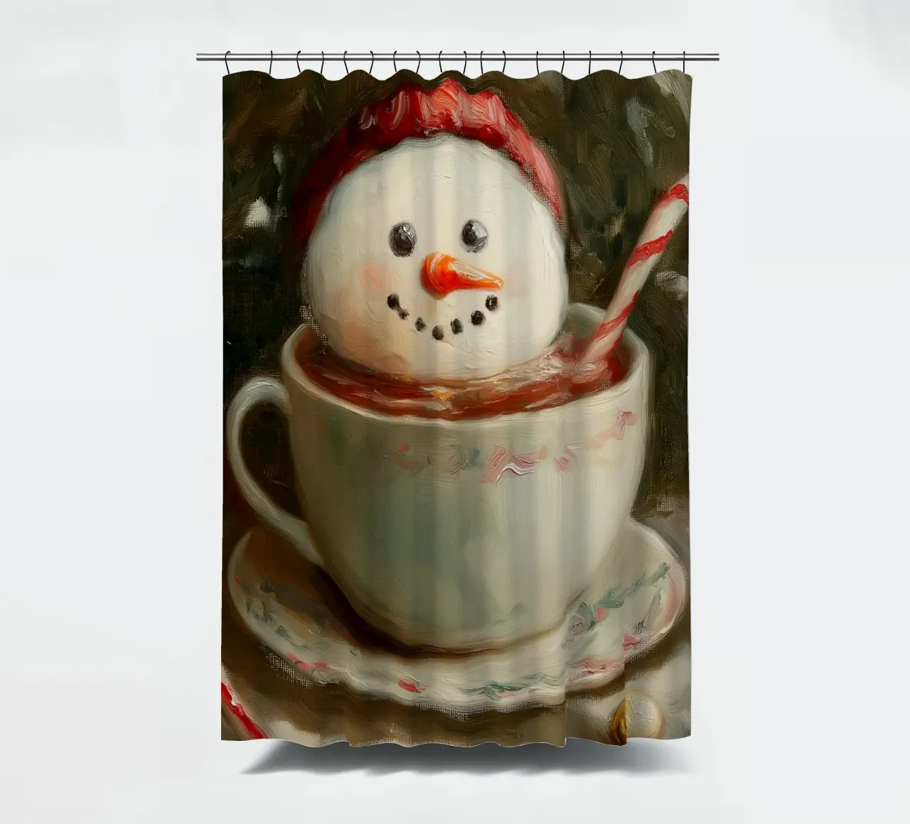 Schneemann Hot Cocoa Kunstdruck Duschvorhang von Cozy Vibes