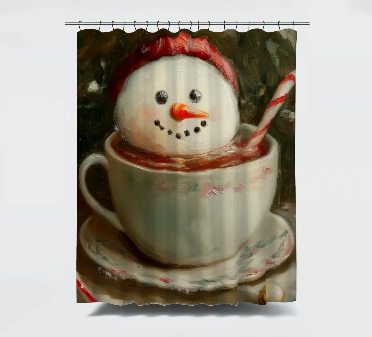 Schneemann Hot Cocoa Kunstdruck Duschvorhang von Cozy Vibes