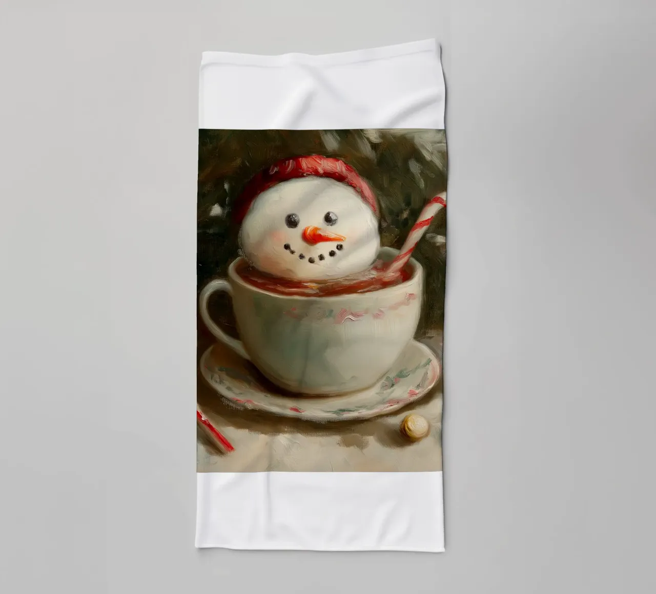 Schneemann Hot Cocoa Kunstdruck Handtuch von Cozy Vibes