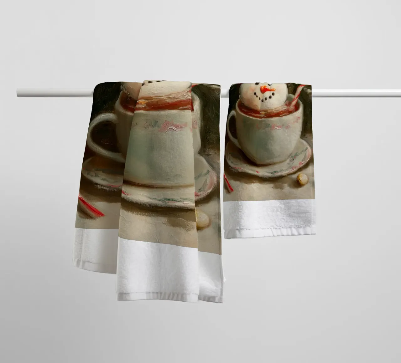 Schneemann Hot Cocoa Kunstdruck Handtuch von Cozy Vibes