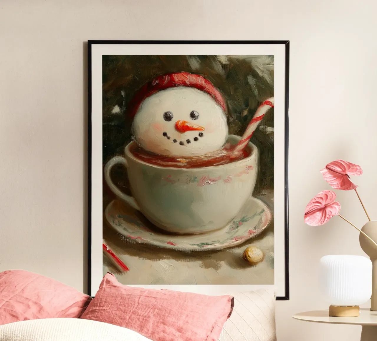 Schneemann Hot Cocoa Kunstdruck Hahnemühle von Cozy Vibes