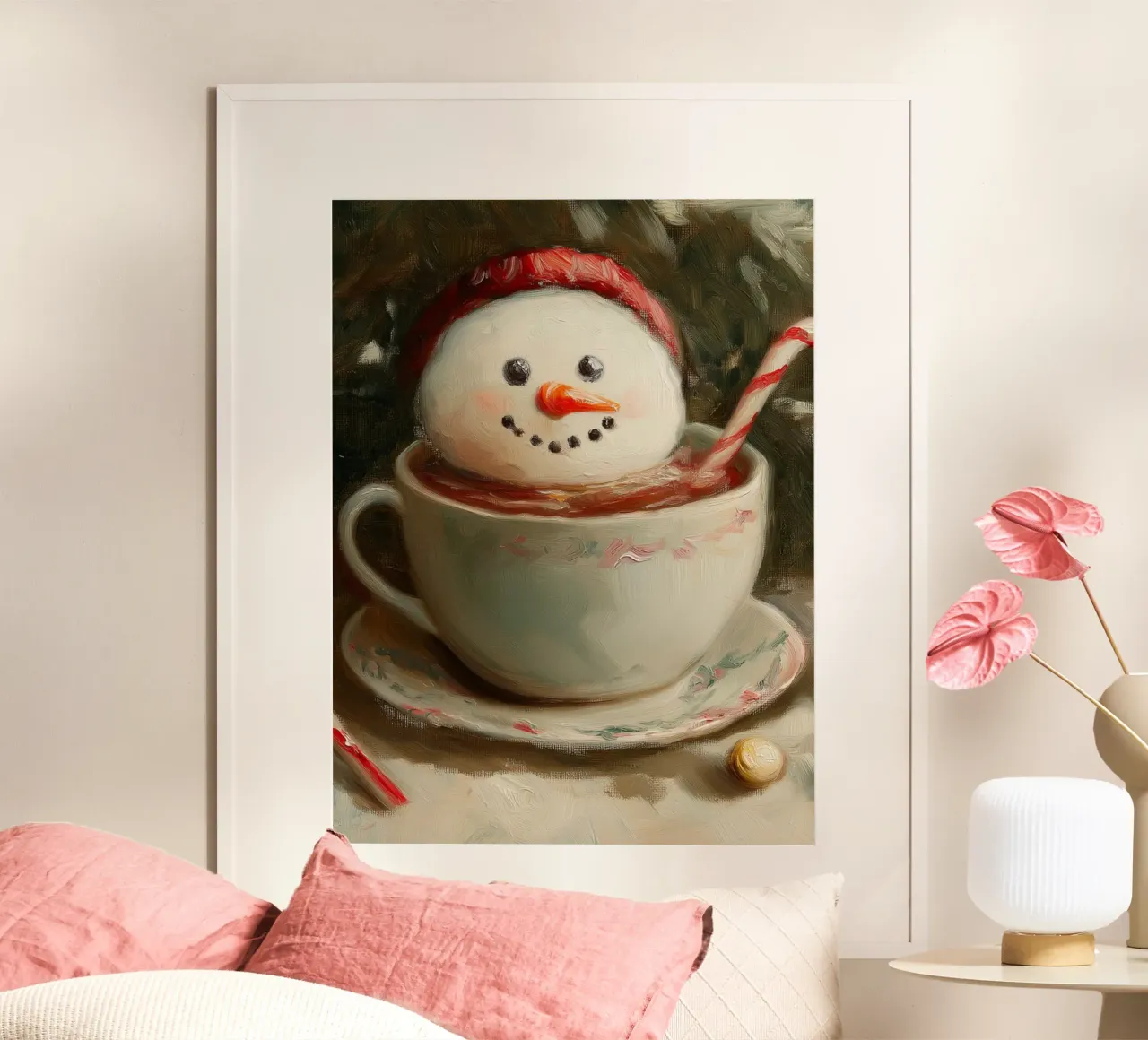 Schneemann Hot Cocoa Kunstdruck Hahnemühle von Cozy Vibes