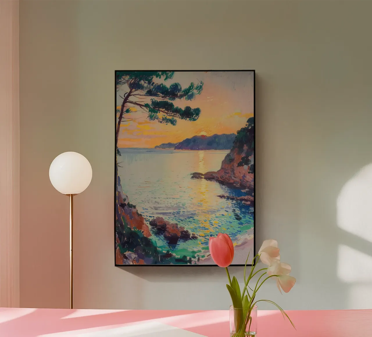 sea beach Côte d'Azur France coast sunset acrylic glass by Euphoria Theresa