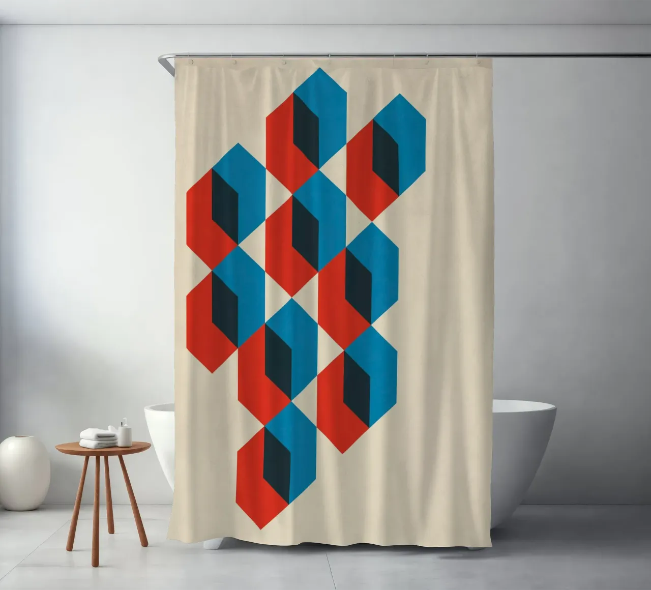 Geometrisches Sechseck Abstrakt Duschvorhang von Kim Hubball Studio