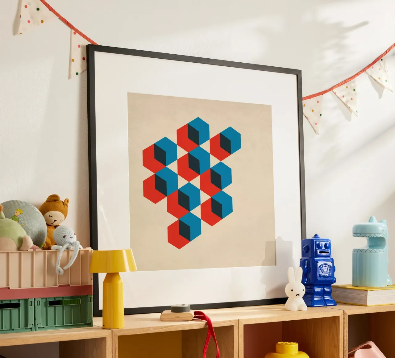 Esagono geometrico astratto poster con telaio in plastica da Kim Hubball Studio