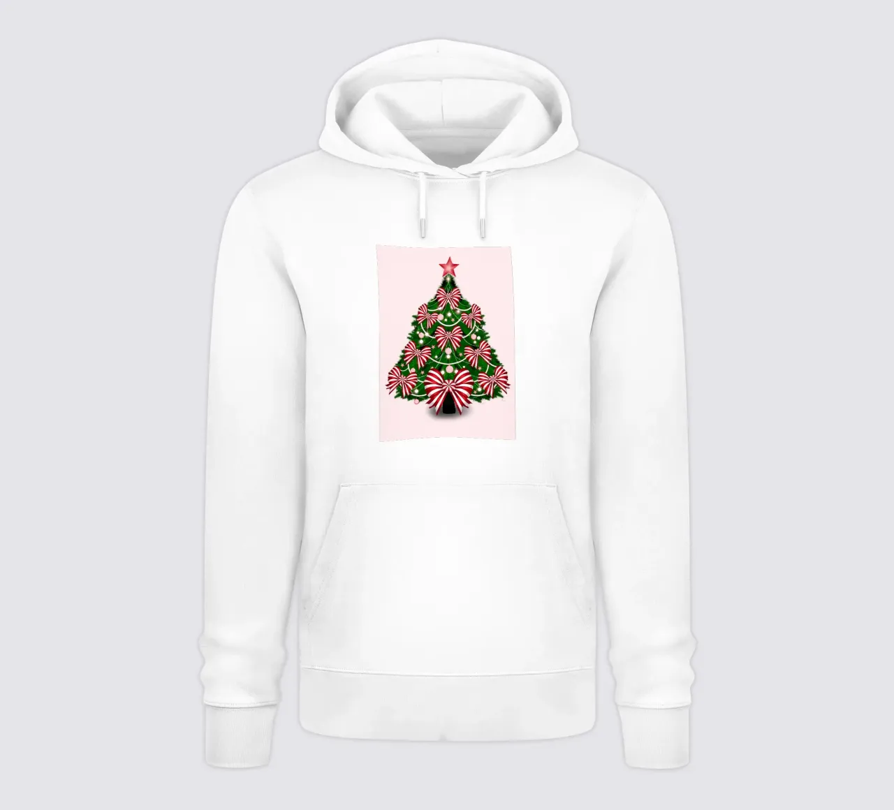 Albero di Natale con fiocchi rossi e bianchi felpa con cappuccio da HARU HARU
