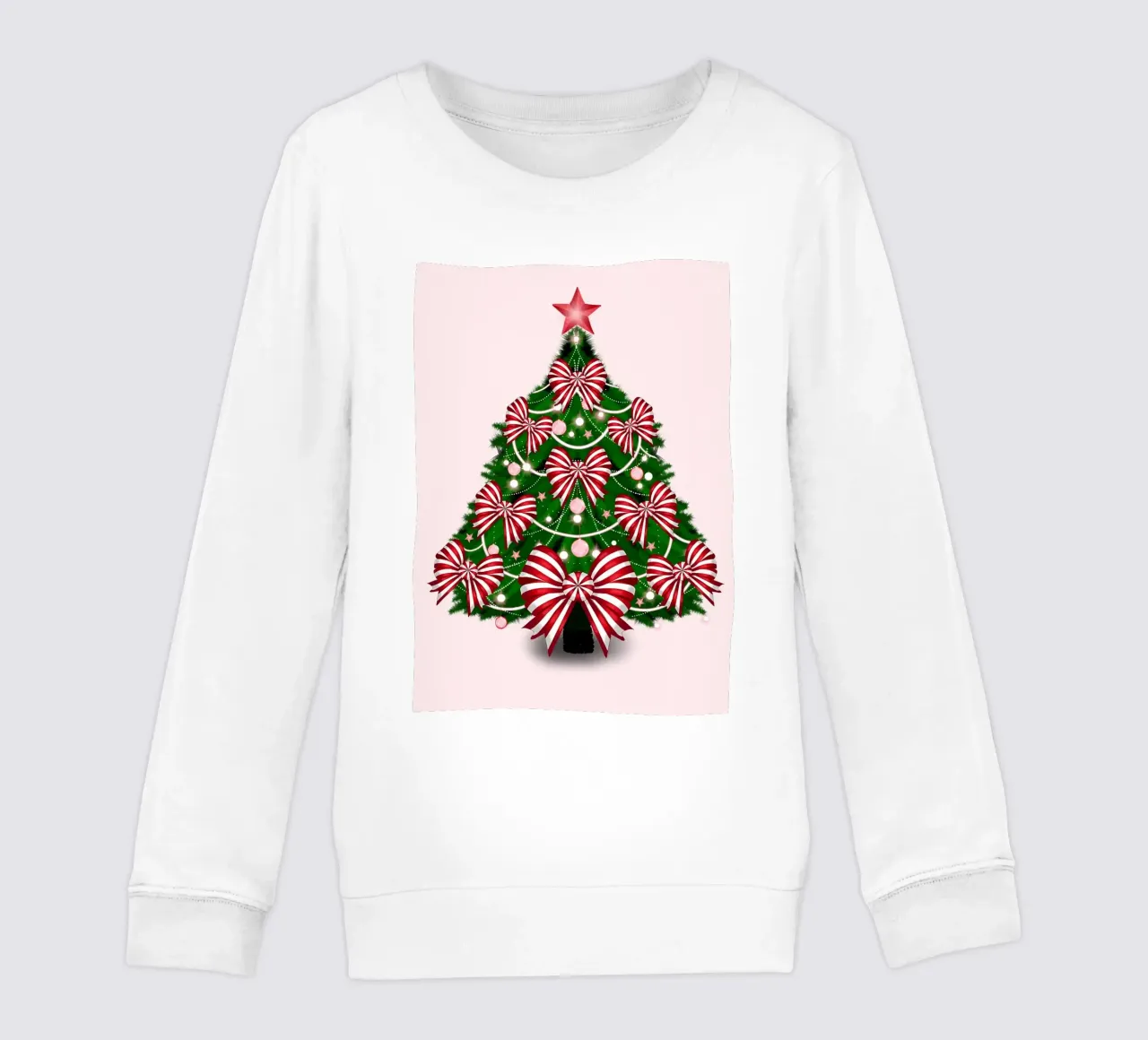 Albero di Natale con fiocchi rossi e bianchi felpa bambino da HARU HARU