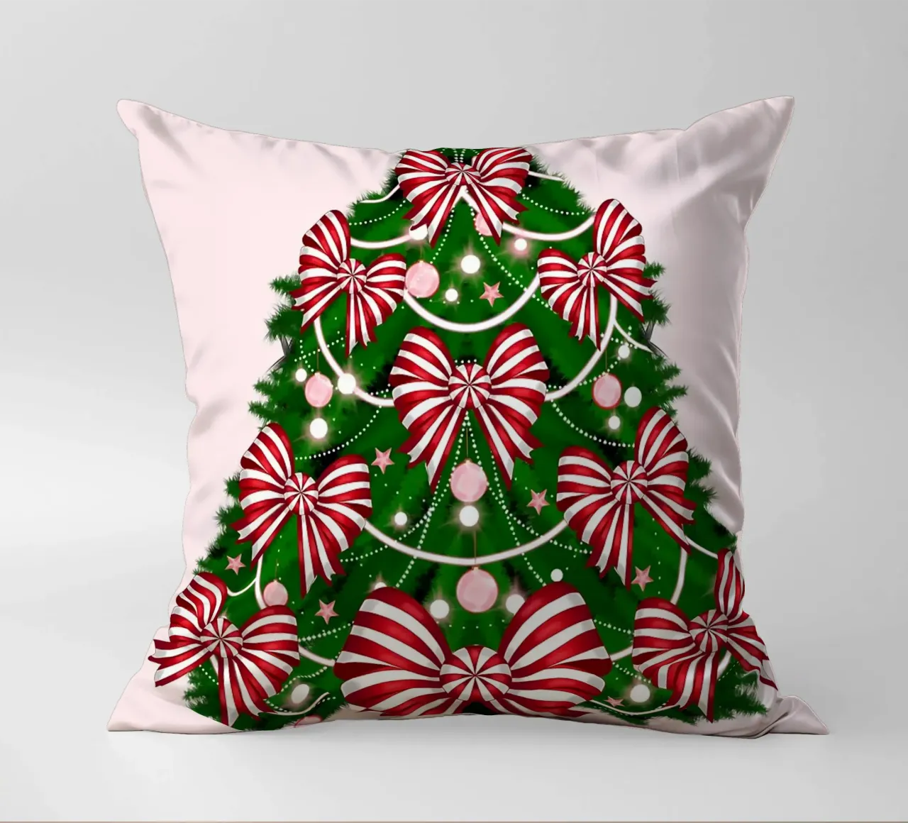Albero di Natale con fiocchi rossi e bianchi cuscino da HARU HARU