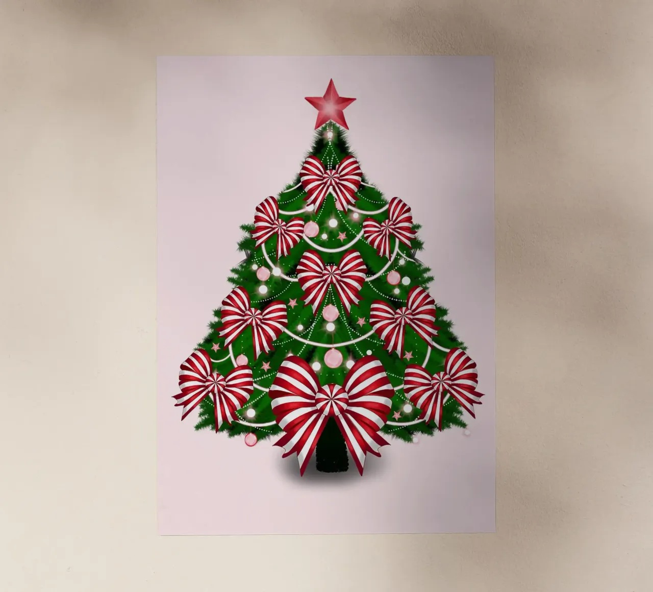 Albero di Natale con fiocchi rossi e bianchi pellicola backlit da HARU HARU