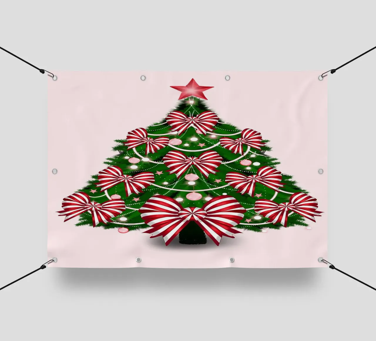 Albero di Natale con fiocchi rossi e bianchi telo in pvc da HARU HARU