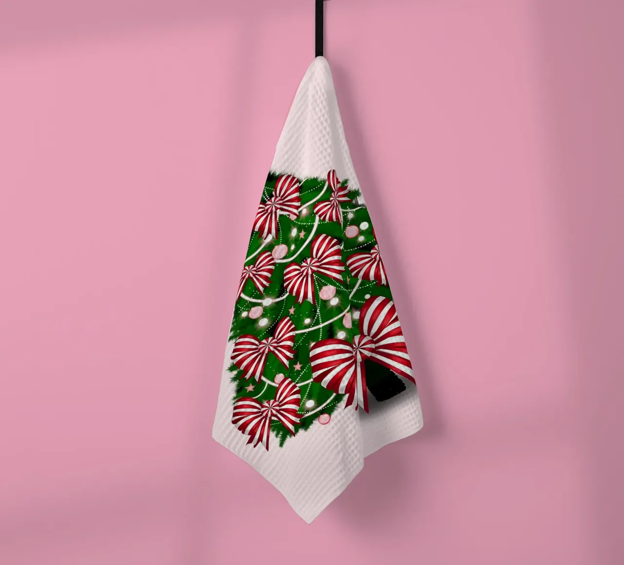 Albero di Natale con fiocchi rossi e bianchi canovaccio da cucina da HARU HARU