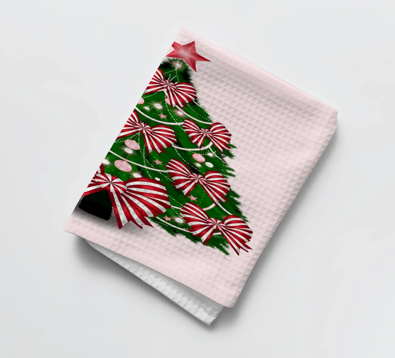 Albero di Natale con fiocchi rossi e bianchi canovaccio da cucina da HARU HARU