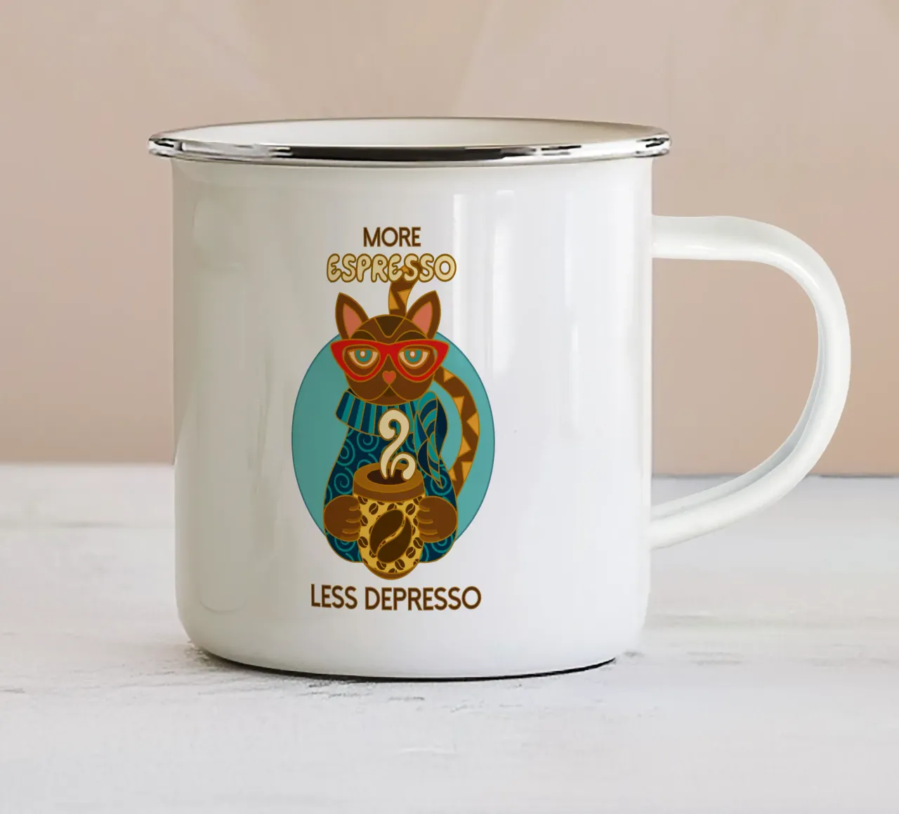More Espresso Emaille Tasse von Ana Paniagua Design