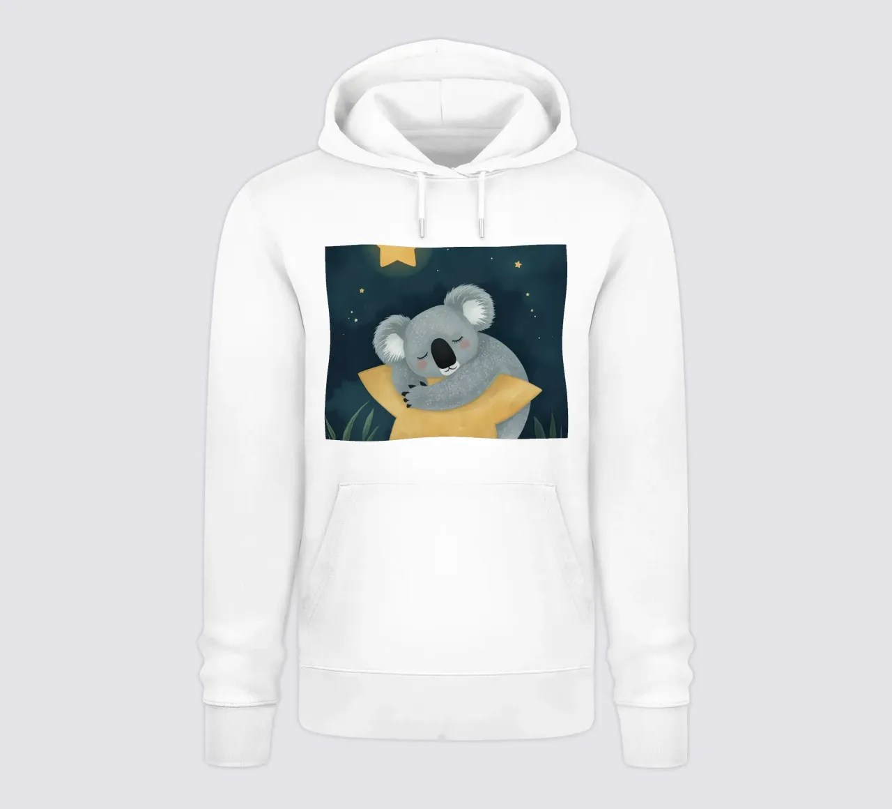 Koala addormentato e carino che abbraccia una stella di notte felpa con cappuccio da DesignDoodle