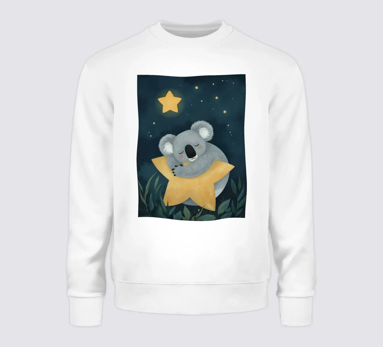 Koala addormentato e carino che abbraccia una stella di notte felpa da DesignDoodle