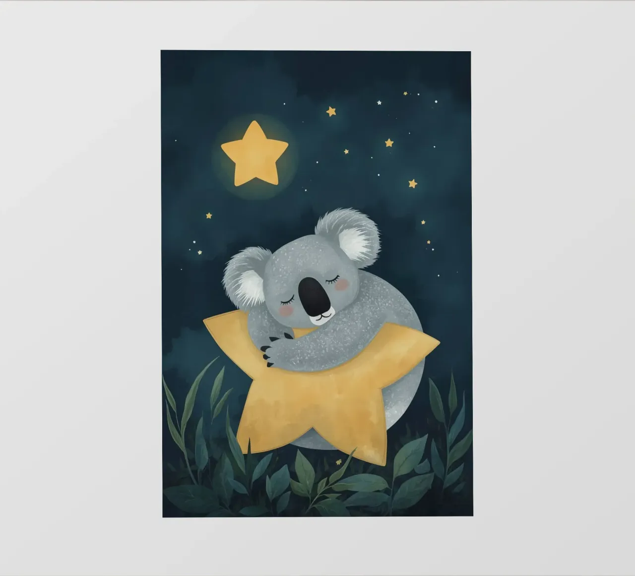 Koala addormentato e carino che abbraccia una stella di notte telo in pvc da DesignDoodle